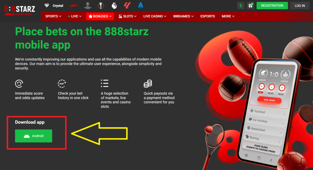 888starz download: mobile app